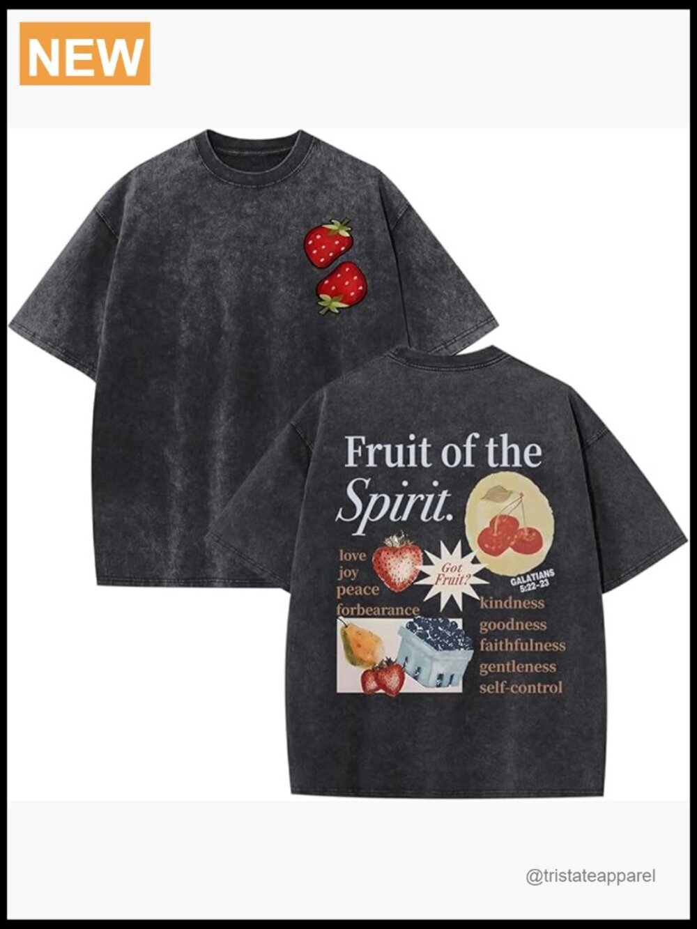 Men's Christian Fruit of the Spirit Graphic Tee Oversized Vintage Style T-Shirt